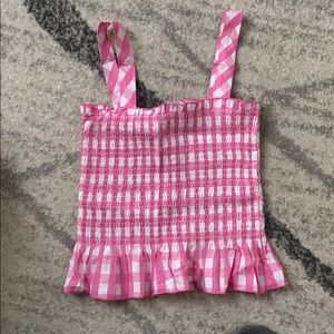 Ten Sixty Sherman Gingham Smocked Tank Pink